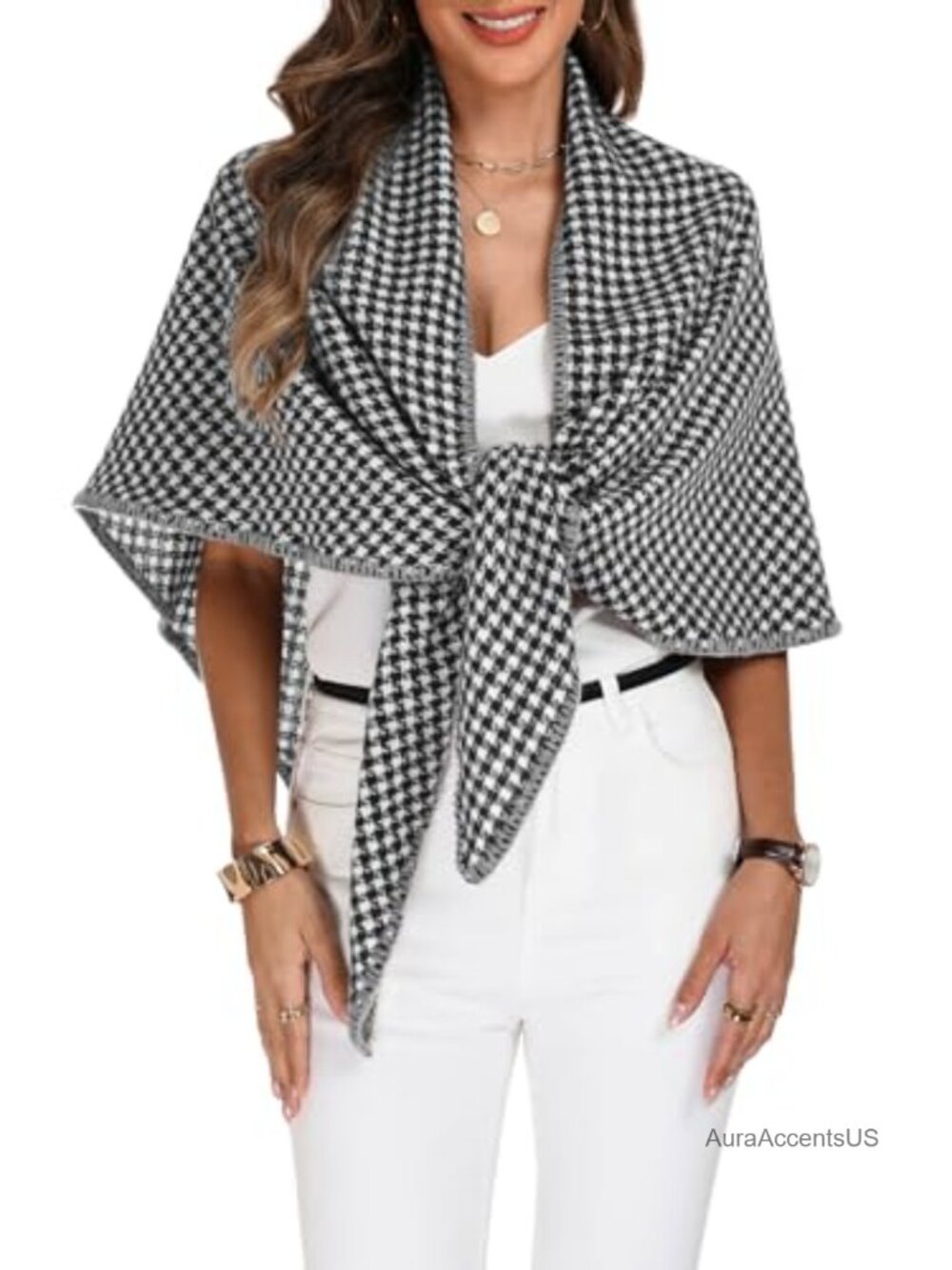 Women's Knitted Shawl Wrap Poncho Scarf, 100% Polyester, Soft Cashmere Feel,
